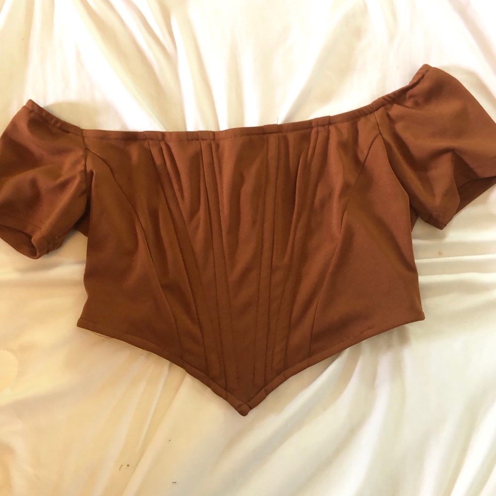 Brown SHEIN “corset” off shoulder